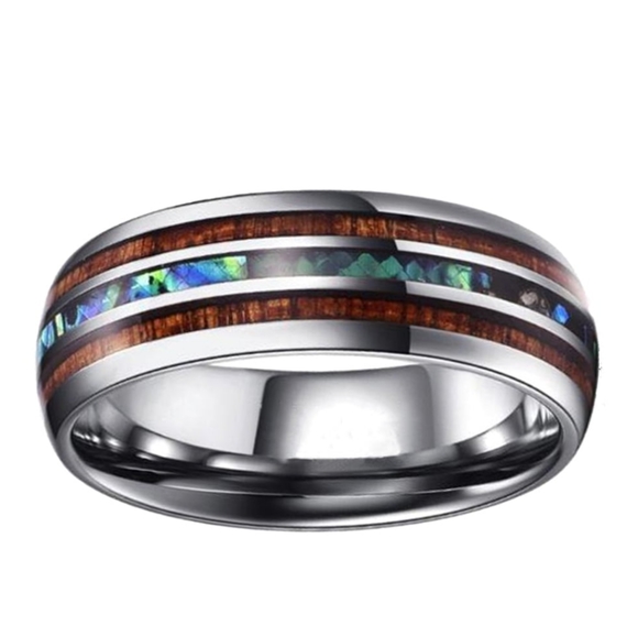 Fire Opal Design Koa Promise Engagement Wedding Ring - Picture 8 of 12